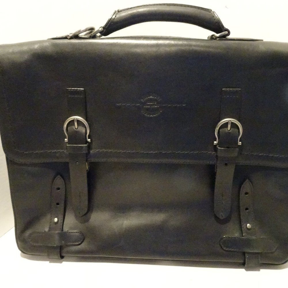 Salvatore Ferragamo Black Leather Briefcase Messenger Bag Satchel No Strap